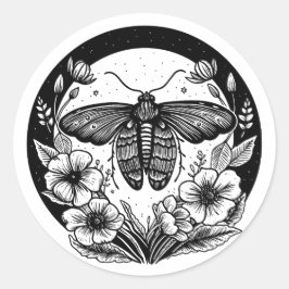 Dunkle akademische Modeerscheinung und Blume Runder Aufkleber