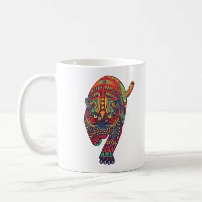 Dunkle Alebrije-Katze Kaffeetasse (Links)