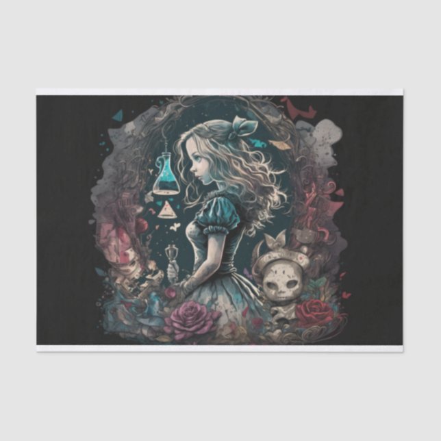 dunkle Alice 2-Vintage Dekoupage-Collage Seidenpapier (Vorderseite)