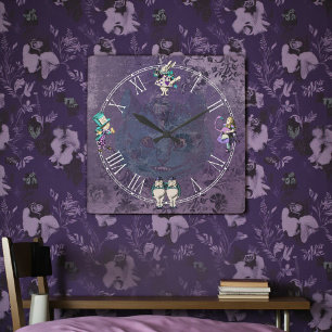 Dunkle Alice Deep Purple Wonderland Quadratische Wanduhr