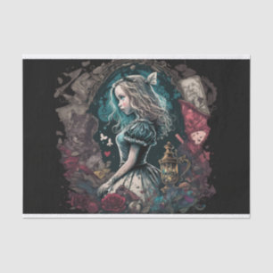 Dunkle Alice im Wunderland Vintage decouseitige Un Seidenpapier