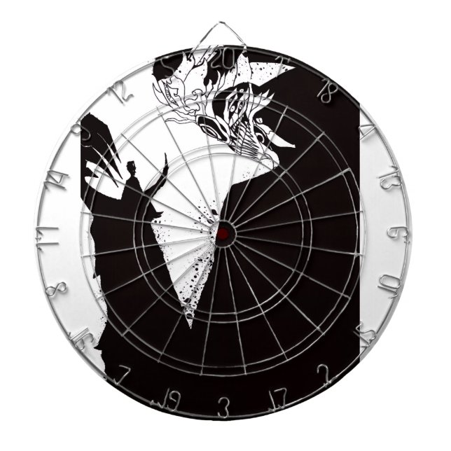 Dunkle Anime-Fantasy-Krähe-und-Dämon-Kunst Dartscheibe (vorne)