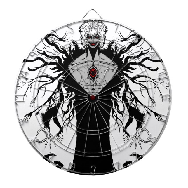 Dunkle Anime-Fantasy-Krähe-und-Dämon-Kunst Dartscheibe (vorne)