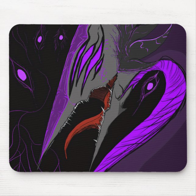 Dunkle Anime-Fantasy-Krähe-und-Dämon-Kunst Mousepad (Vorne)