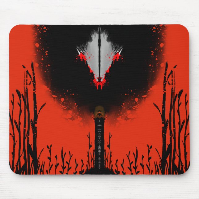 Dunkle Anime-Fantasy-Krähe-und-Dämon-Kunst Mousepad (Vorne)