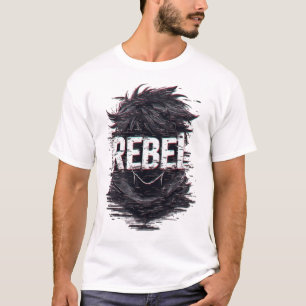 Dunkle Anime-Rebell-Glitch-Art-Monochrom- Streetwe T-Shirt