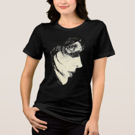 Dunkle Anime-Seitenansicht | Schwarze und weiße Ma Tri-Blend Shirt