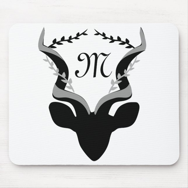 Dunkle Antelope-Silhouette mit angepasstem Monogra Mousepad (Vorne)