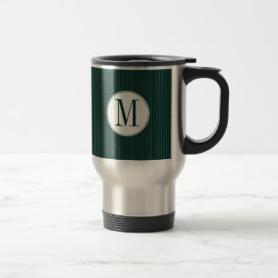 Dunkle Aquamarin Pinstripe Single Monogram Tasse