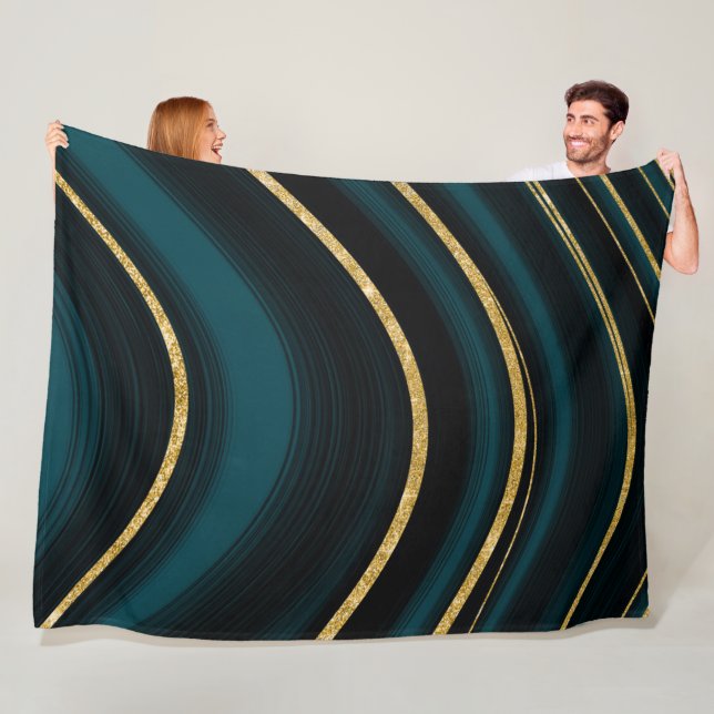 Dunkle aquamarin- und Golddecke Fleecedecke (Beispiel)