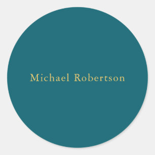 Dunkle Aquamarin- und Goldfarben Beruflich trendig Runder Aufkleber