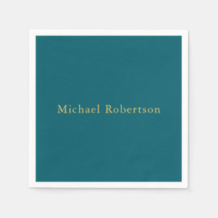 Dunkle Aquamarin- und Goldfarben Beruflich trendig Serviette