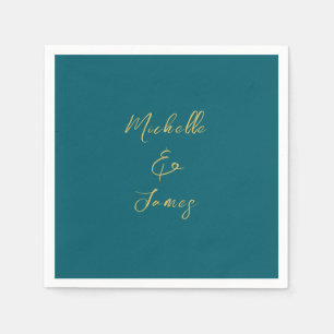 Dunkle Aquamarin- und Goldfarben Beruflich trendig Serviette