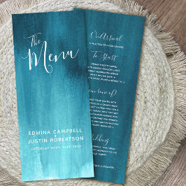 Dunkle aquamarine Aqua Blau Moderne Kunst Hochzeit Menükarte
