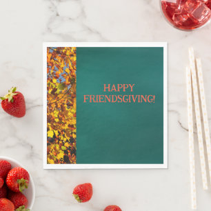 Dunkle Aquamarine Blätter Erntedank Friendsgiving Serviette