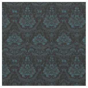 Dunkle Aquamarine Blütenmatte auf schwarz Stoff