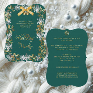 Dunkle Aquamarine Elegante Snowflake Corporate Par Einladung
