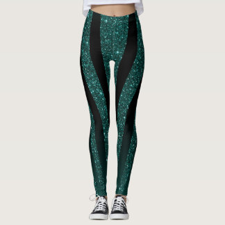 Dunkle Aquamarine Glitzer Glitzern Leggings