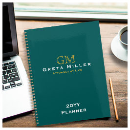 Dunkle Aquamarine Gold-Monogramm für die Führungsk Planer