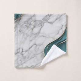Dunkle, Aquamarine Goldmarmor aus elegantem Monogr Waschlappen