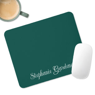 Dunkle Aquamarine grüne und weiße Curly-Kalligrafi Mousepad