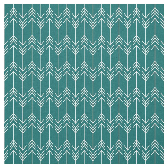 Dunkle Aquamarine Herringbone-Pfeile Stoff (Muster)