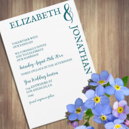 Dunkle Aquamarine moderne Typografie Hochzeit Einladung