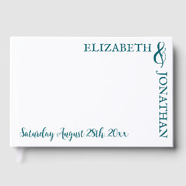 Dunkle Aquamarine moderne Typografie Hochzeit Gästebuch