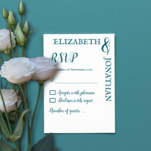 Dunkle Aquamarine moderne Typografie Hochzeit RSVP Karte