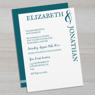 Dunkle Aquamarine moderne Typografie Probe Abendes Einladung