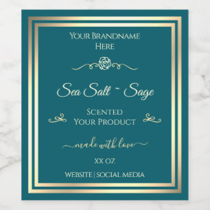 Dunkle Aquamarine Produktkennzeichnung Gold Frame Weinetikett