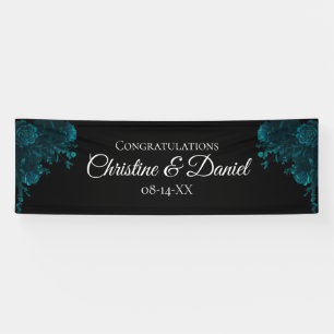 Dunkle Aquamarine schwarze Rose Hochzeitsbanner Banner