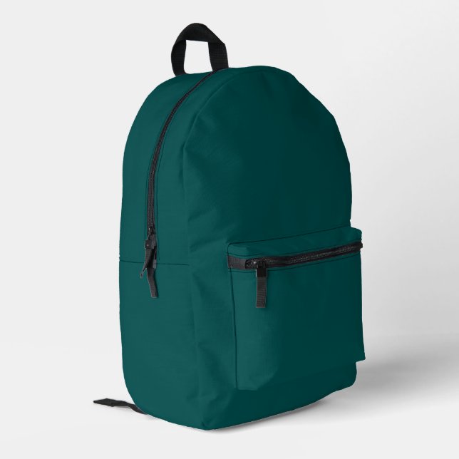 Dunkle Aquamarine Solid-Farbe Bedruckter Rucksack (Rückseitige Ecke links)
