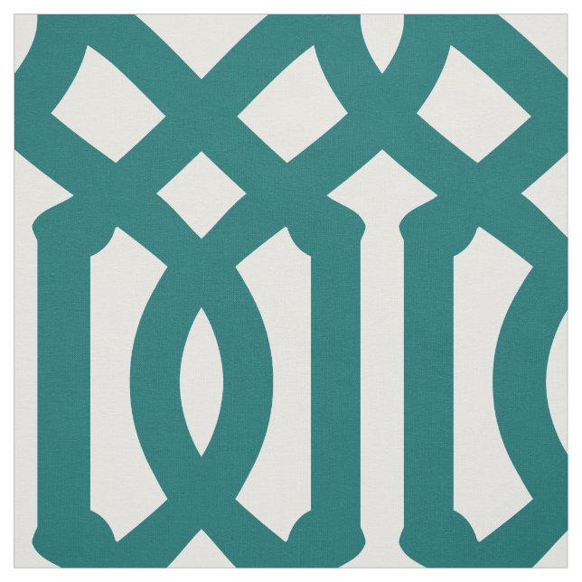 Dunkle Aquamarine Trellis Große Skala Stoff (Muster)