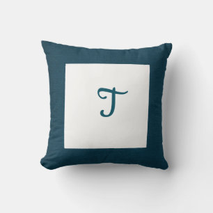 Dunkle Aquamarine Türkisrahmen Monogram Kissen