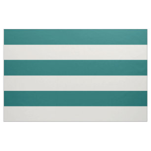 Dunkle Aquamarine und Elfenbeinbreite Streifen gro Stoff