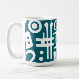 Dunkle aquamarine und weiße Doodles 1 von 4 Kaffeetasse