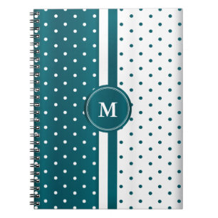 Dunkle Aquamarine und weiße Polka-Punkte Notizblock