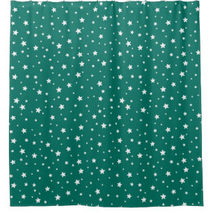 Dunkle Aquamarine und weiße Sterne Celestial Sky Duschvorhang