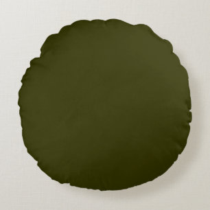 Dunkle Armee Olivgrün einfarbig einfaches Design C Rundes Kissen
