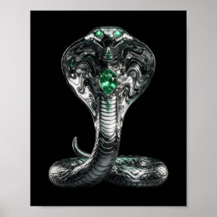 Dunkle Ästhetik Flüssigmetall-Schlange, leuchtend Poster