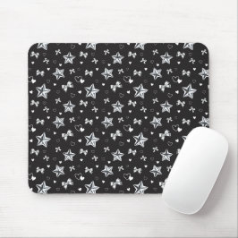 Dunkle Ästhetik Y2K Coquette Silberband Herz Mousepad