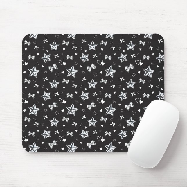 Dunkle Ästhetik Y2K Coquette Silberband Herz Mousepad (Mit Mouse)