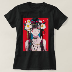 Dunkle ästhetische Anime-Mädchen-Kunst T-Shirt