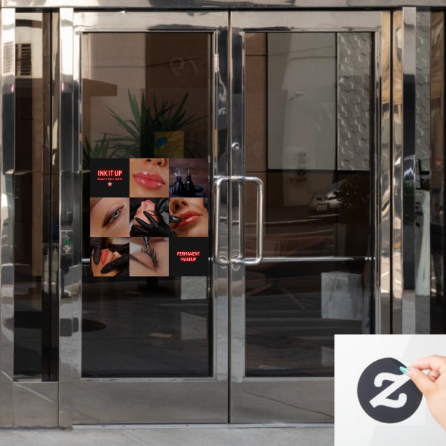 Dunkle ästhetische Schönheit Permanenter Makeup Sa Fensteraufkleber (Büro Tür)