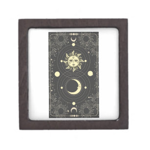Dunkle ästhetische Tarot Sun Moon Wolken Kiste