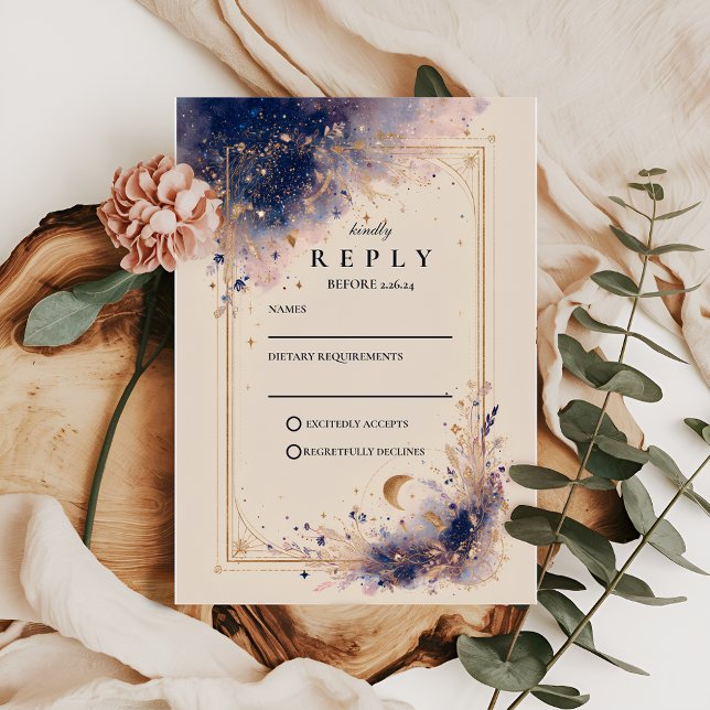 Dunkle Astrologie-Hochzeit RSVP Karte (Von Creator hochgeladen)