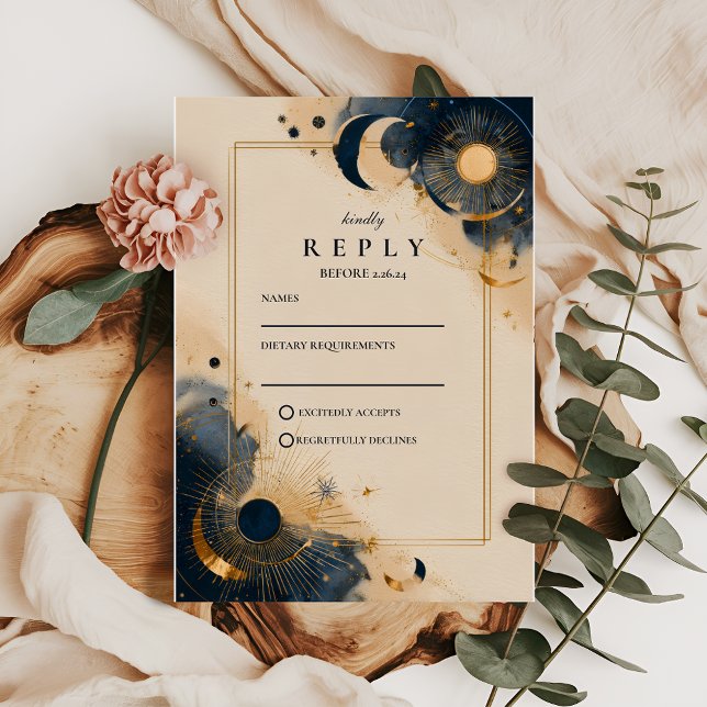 Dunkle Astrologie-Hochzeit RSVP Karte (Von Creator hochgeladen)