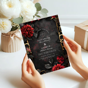 Dunkle barocke Blumenhochzeit Einladung
