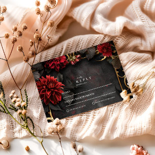 Dunkle barocke Blumenhochzeit RSVP Karte